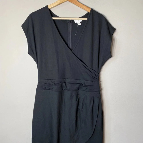 NWOT Christian Siriano for J.Jill Womens Size Small V-Neck Faux Wrap Black Dress - Picture 7 of 16